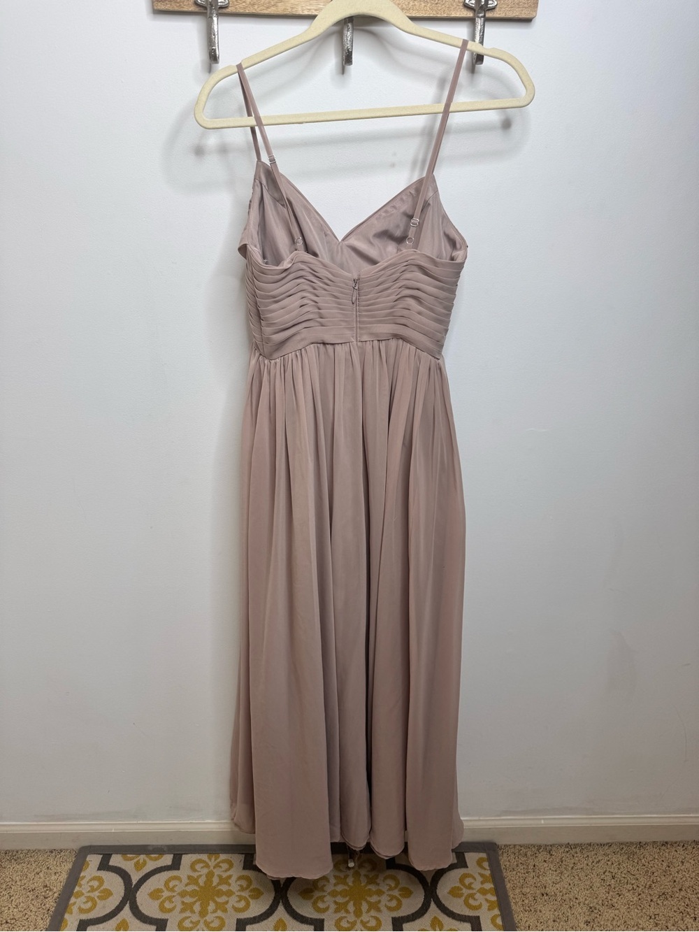 Azazie Alia Taupe A-Line Pleated Chiffon Dress - Picture 5 of 9